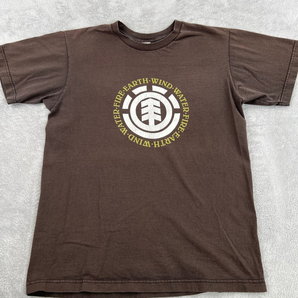 Element Vintage Wind Water Fire Earth Tee M Brown Y2K Skate USA Made Tree Logo